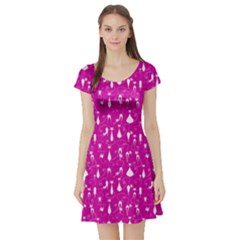 Magenta Cat Short Sleeve Skater Dress by CoolDesigns