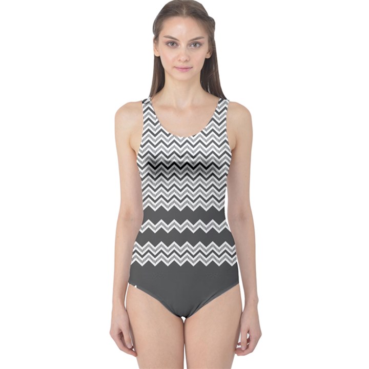 Gray Chervon One Piece Swimsuit