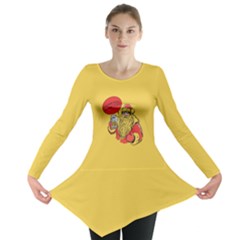 Yellow Pattern Of The Bee On Honeycombs Long Sleeve Tunic Top