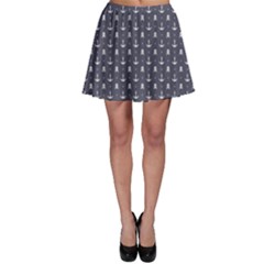 Blue Pattern Anchors And Skulls Skater Skirt by CoolDesigns