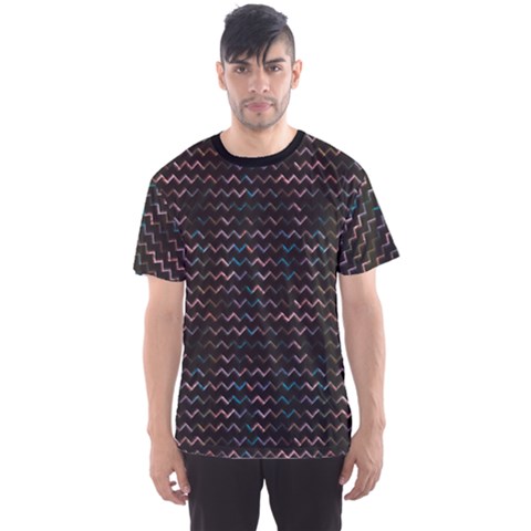 Black Pattern Blur Chevron Pattern On Black Men s Sport Mesh Tee by CoolDesigns