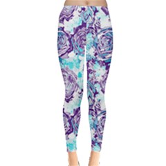 Purple Flowers Pattern Leggings by CoolDesigns