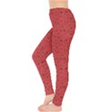 Red Floral Pattern Doodle Poppies Old Style Crown Leggings View3