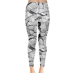 Gray Seashell Pattern Sea Design Leggings by CoolDesigns