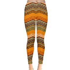 Orange Abstract Geometric Pattern Leggings