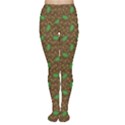 Green Pattern Made of Illustrated Acorns and Oak Leaves On Women s Tights View1