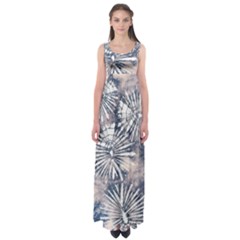 Dull Blue Tie Dye 3 Empire Waist Maxi Dress