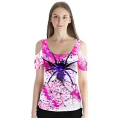 Purple Spide Ink Halloween V2 Butterfly Sleeve Cutout Tee