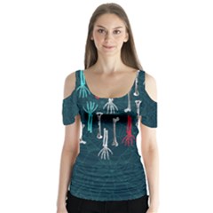 Bones Dark Mint Halloween V2 Butterfly Sleeve Cutout Tee