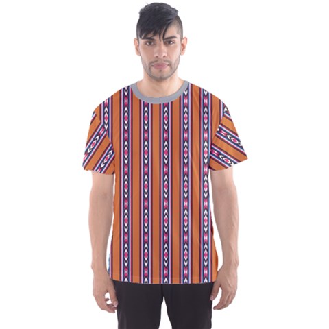 Colorful Ethnic Vertical Stripes Pattern Men s Sport Mesh Tee by CoolDesigns