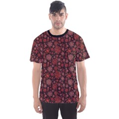 Black Snowflakes Red Pattern Men s Sport Mesh Tee