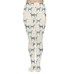 Gray Cute Doodle Pattern Of Dog Silhouettes Endless Women s Tights by CoolDesigns