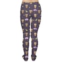 Blue Owls At Night with Stars Clouds and Moon Pattern Women s Tights View2