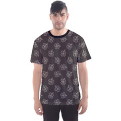 Black Plant Doodle Pattern Men s Sport Mesh Tee