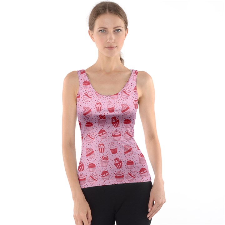 Pink Pattern with Sweet Cupcakes Tank Top