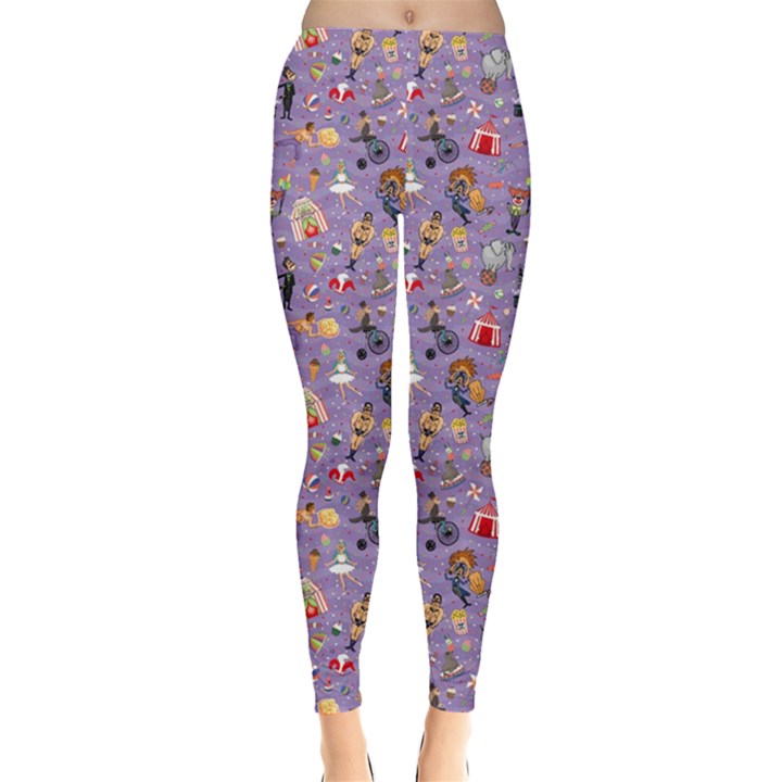 Purple Colorful Circus Pattern Leggings