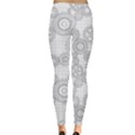 Gray Pattern Gear Wheels Black Checkered Leggings View2