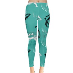 Turquoise Pattern Dolphins Leggings by CoolDesigns