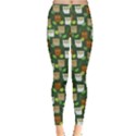 Green Pattern Colorful Funny Surprised Owls Leggings View1