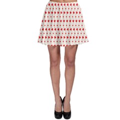 Red Pattern Hearts Skater Skirt