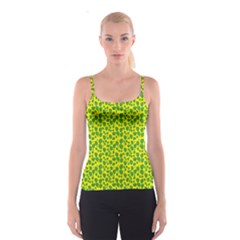 Green Abstract Pattern With Leaves Spathetti Strap Top by CoolDesigns