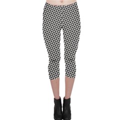 Black Pattern Black And White Capri Leggings