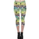 Colorful Cute Tropical Pattern With Ships Palms And Whales Capri Leggings View1