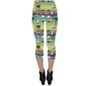 Colorful Cute Tropical Pattern With Ships Palms And Whales Capri Leggings View2