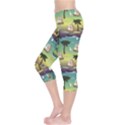 Colorful Cute Tropical Pattern With Ships Palms And Whales Capri Leggings View3