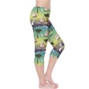 Colorful Cute Tropical Pattern With Ships Palms And Whales Capri Leggings View4