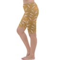 Yellow with Stylized Sharks Stylish Design Cropped Leggings View2