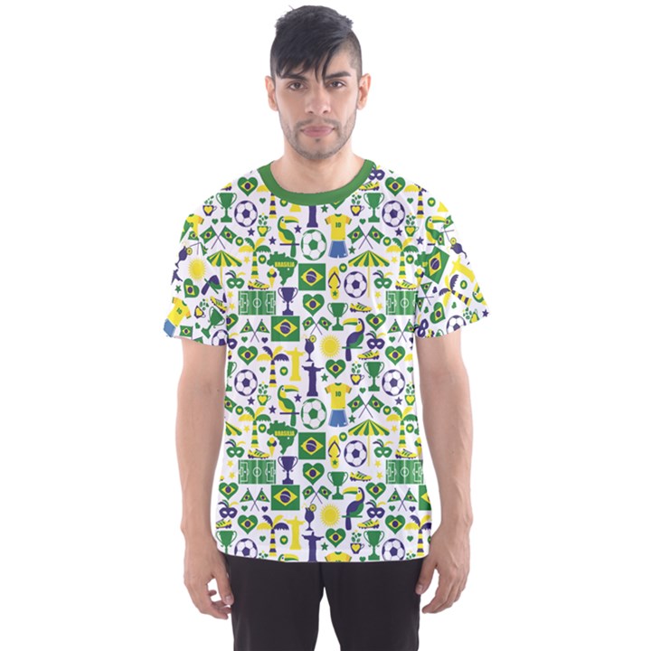 Green Brazil Pattern Stylish Design Men s Sport Mesh Tee