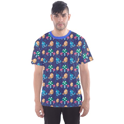 Blue Mushroom Plant Stylish Pattern Men s Sport Mesh Tee by CoolDesigns