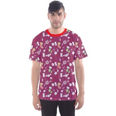 Red Pattern With Christmas Things Men s Sport Mesh Tee