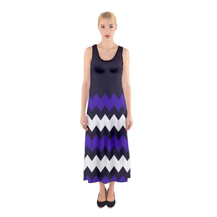 Purple Chevron Sleeveless Maxi Dress