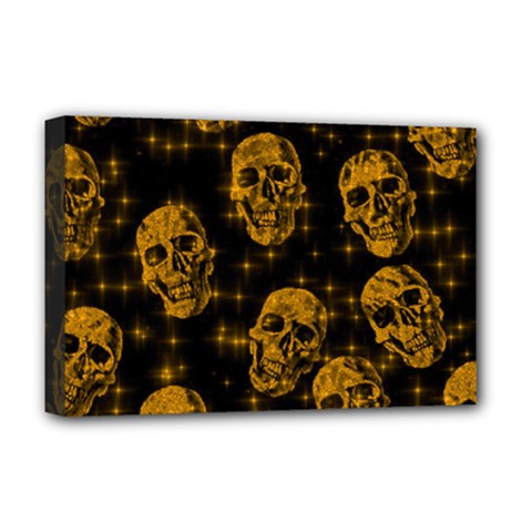 Sparkling Glitter Skulls Golden Deluxe Canvas 18  X 12   by ImpressiveMoments