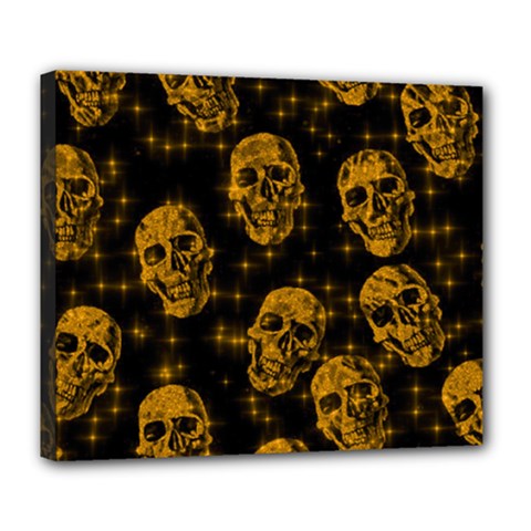 Sparkling Glitter Skulls Golden Deluxe Canvas 24  X 20   by ImpressiveMoments