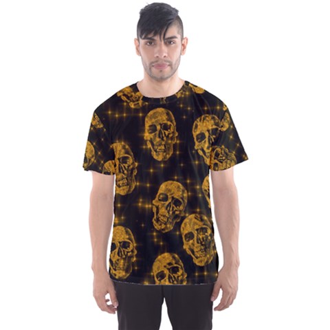 Sparkling Glitter Skulls Golden Men s Sport Mesh Tee by ImpressiveMoments