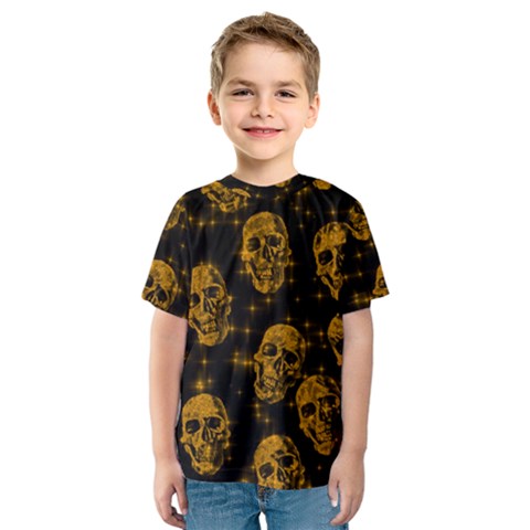 Sparkling Glitter Skulls Golden Kids  Sport Mesh Tee by ImpressiveMoments