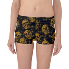 Sparkling Glitter Skulls Golden Boyleg Bikini Bottoms by ImpressiveMoments