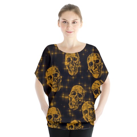 Sparkling Glitter Skulls Golden Blouse by ImpressiveMoments