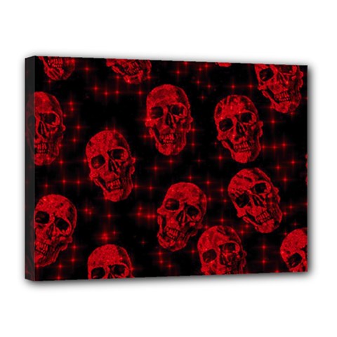 Sparkling Glitter Skulls Red Canvas 16  X 12  by ImpressiveMoments