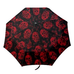 Sparkling Glitter Skulls Red Folding Umbrellas by ImpressiveMoments