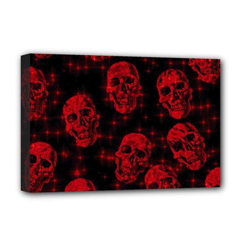 Sparkling Glitter Skulls Red Deluxe Canvas 18  X 12   by ImpressiveMoments