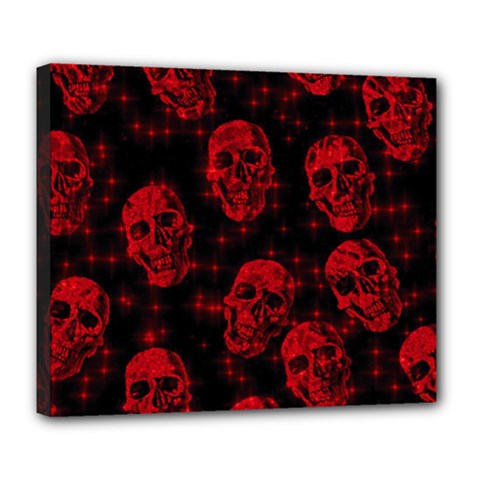 Sparkling Glitter Skulls Red Deluxe Canvas 24  X 20   by ImpressiveMoments