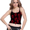 Sparkling Glitter Skulls Red Spaghetti Strap Bra Top View1