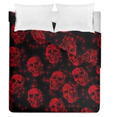 Sparkling Glitter Skulls Red Duvet Cover Double Side (queen Size) by ImpressiveMoments