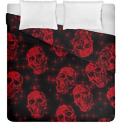 Sparkling Glitter Skulls Red Duvet Cover Double Side (king Size) by ImpressiveMoments