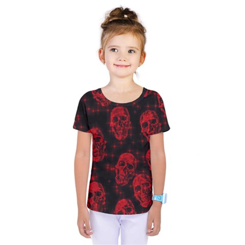 Sparkling Glitter Skulls Red Kids  One Piece Tee by ImpressiveMoments