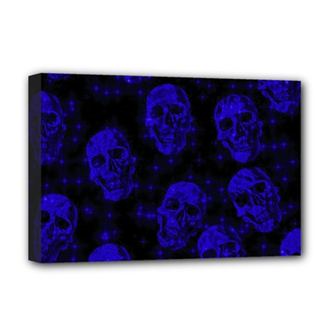 Sparkling Glitter Skulls Blue Deluxe Canvas 18  X 12   by ImpressiveMoments